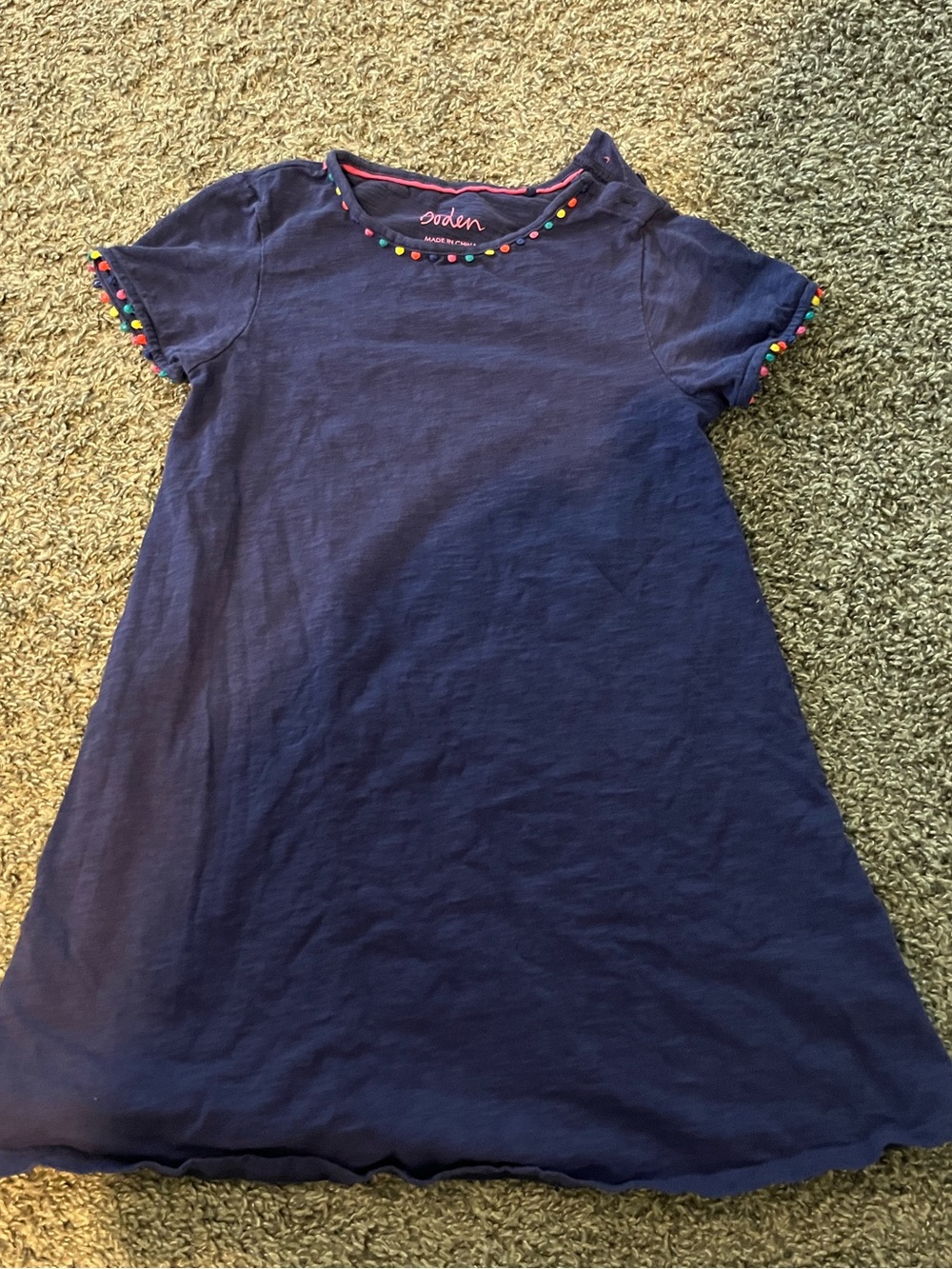Mini boden navy dress size 8/9 girls multicolor short sleeve
